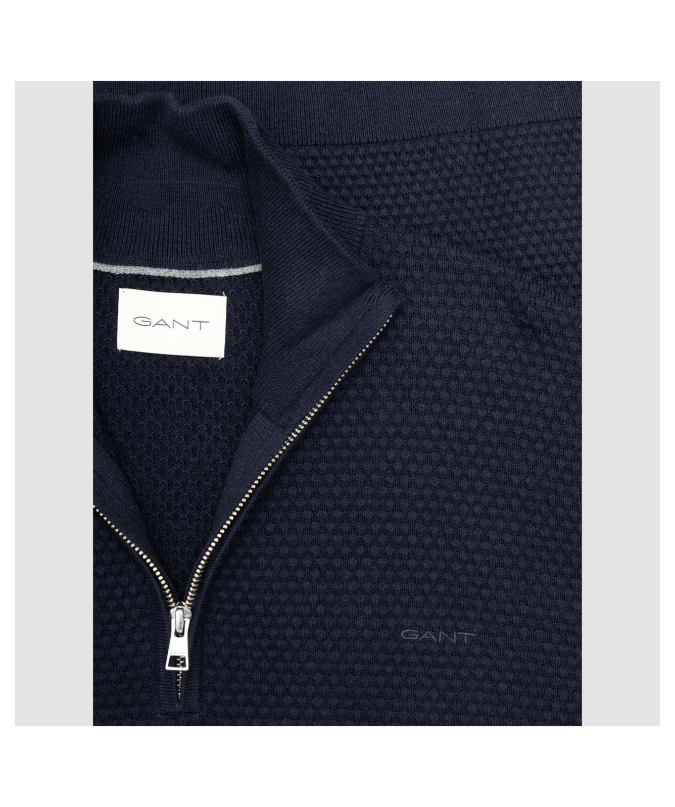 GANT cotton wool mix knit half zip jumper with logo in tan