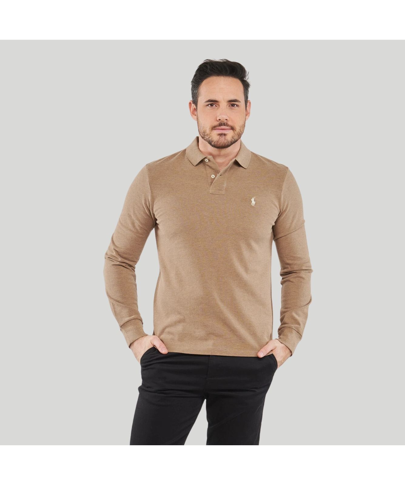Brown Long Sleeve Dress Polo Shirts Reiss Merino Wool Polo Shirt