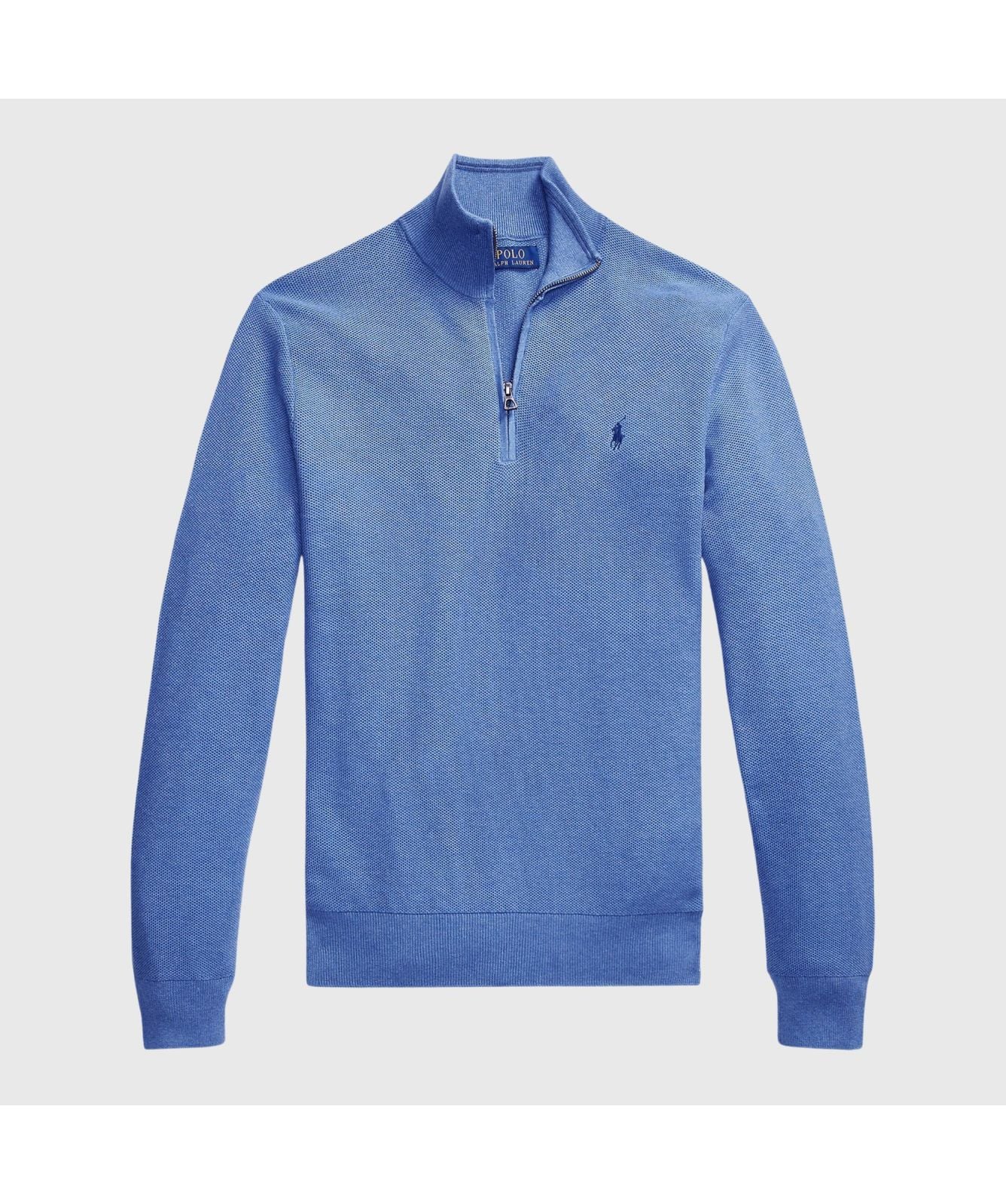 Polo Ralph Lauren ¼ Zip Honeycomb Texture Cotton Sweatshirt | blue