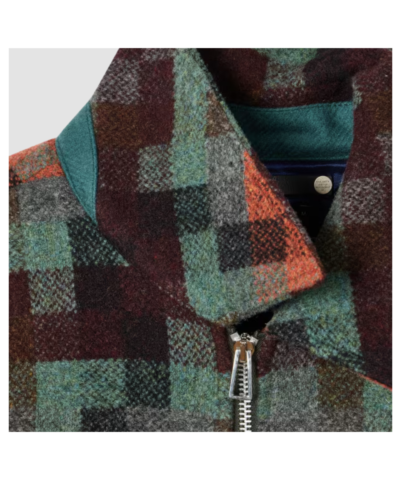 Paul Smith Jacquard Check Wool Zip Jacket | Teal - M2R-669Z