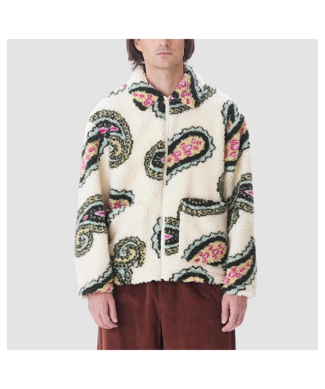 OBEY Paisley Sherpa Jacket | Cream - 121800550-UBL