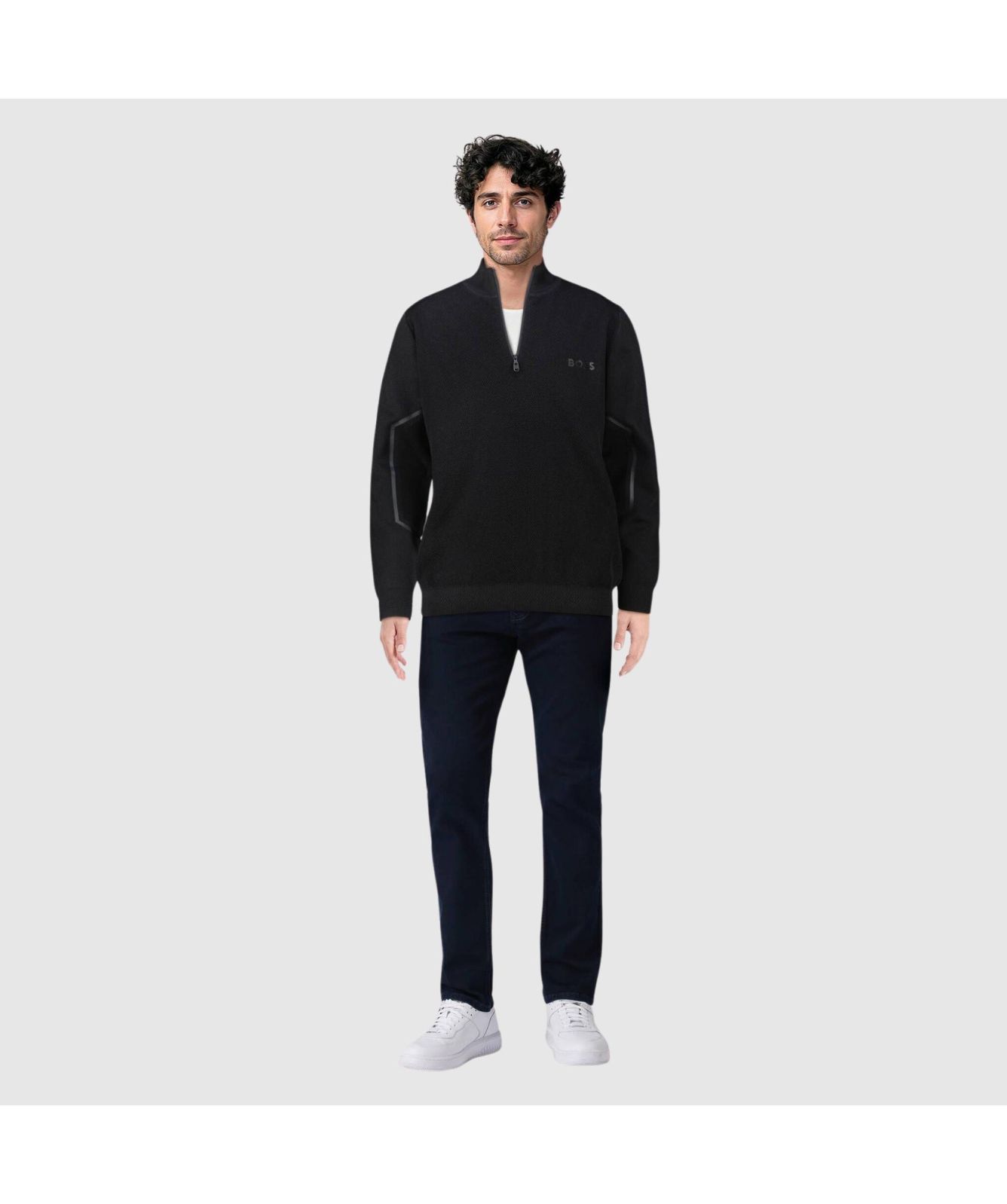 Boss Zhine ¼ Zip Jumper | Black-50523154-001 -kular fashion