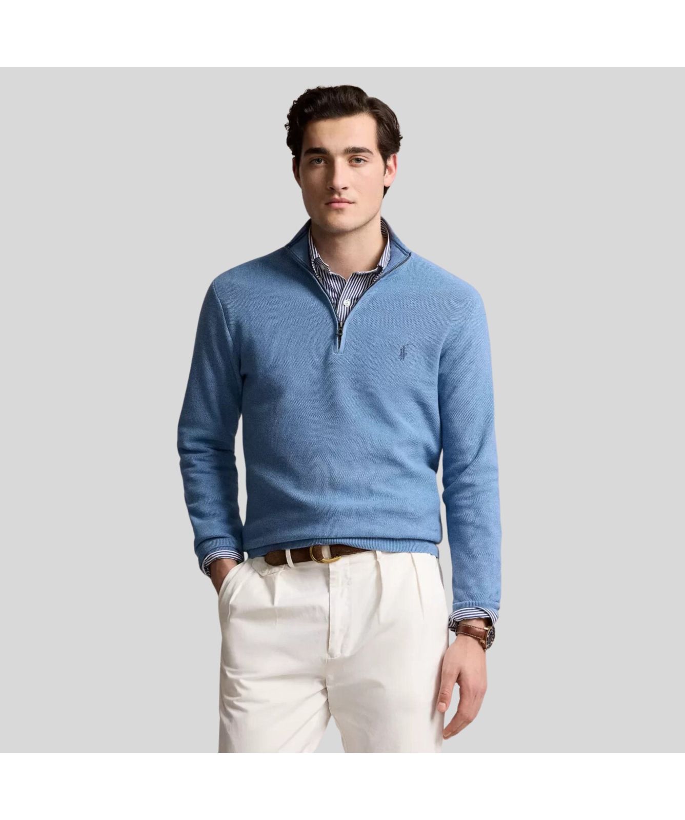 Polo Ralph Lauren Honeycomb Pattern ¼ Zip Cotton Sweatshirt in 