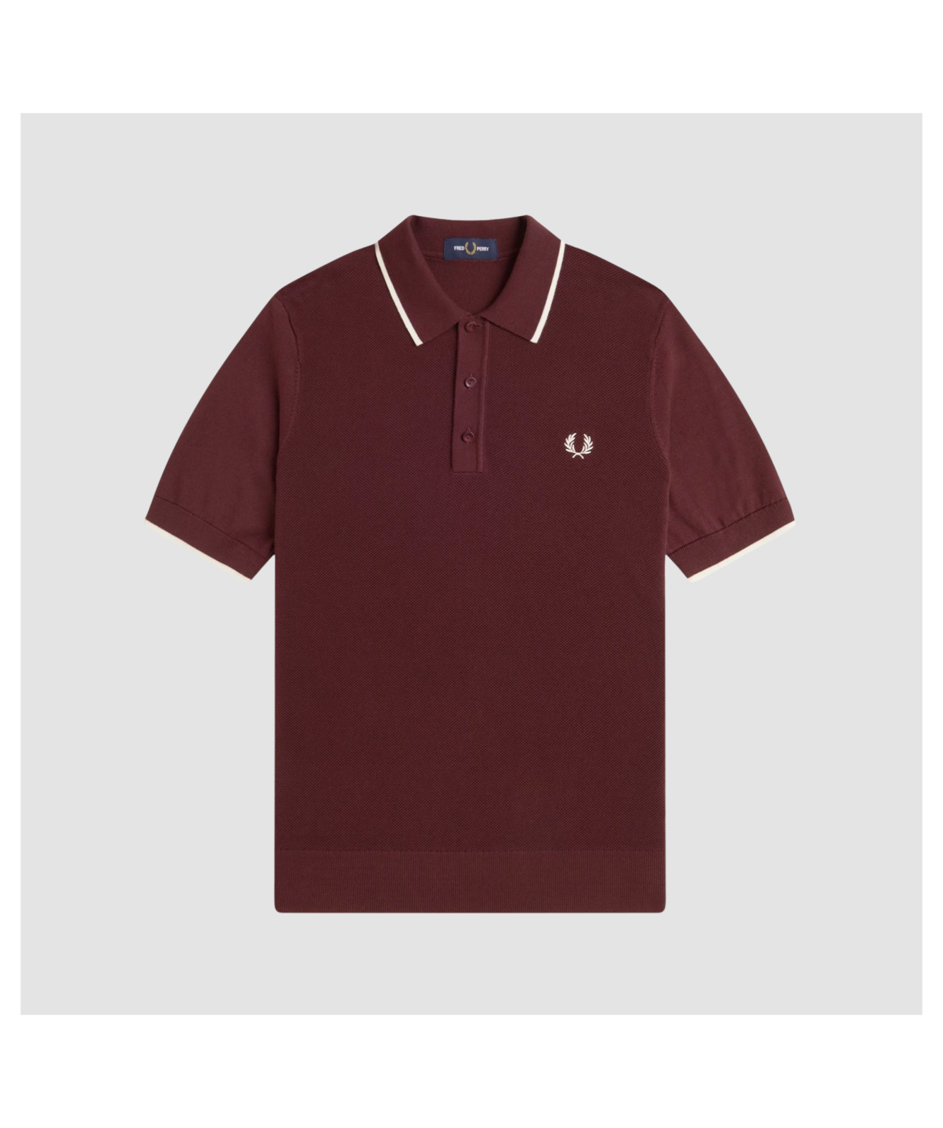 FRED PERRY Knitted Polo (そそ) Fred Perry Textured Knitted Polo Shirt - Navy