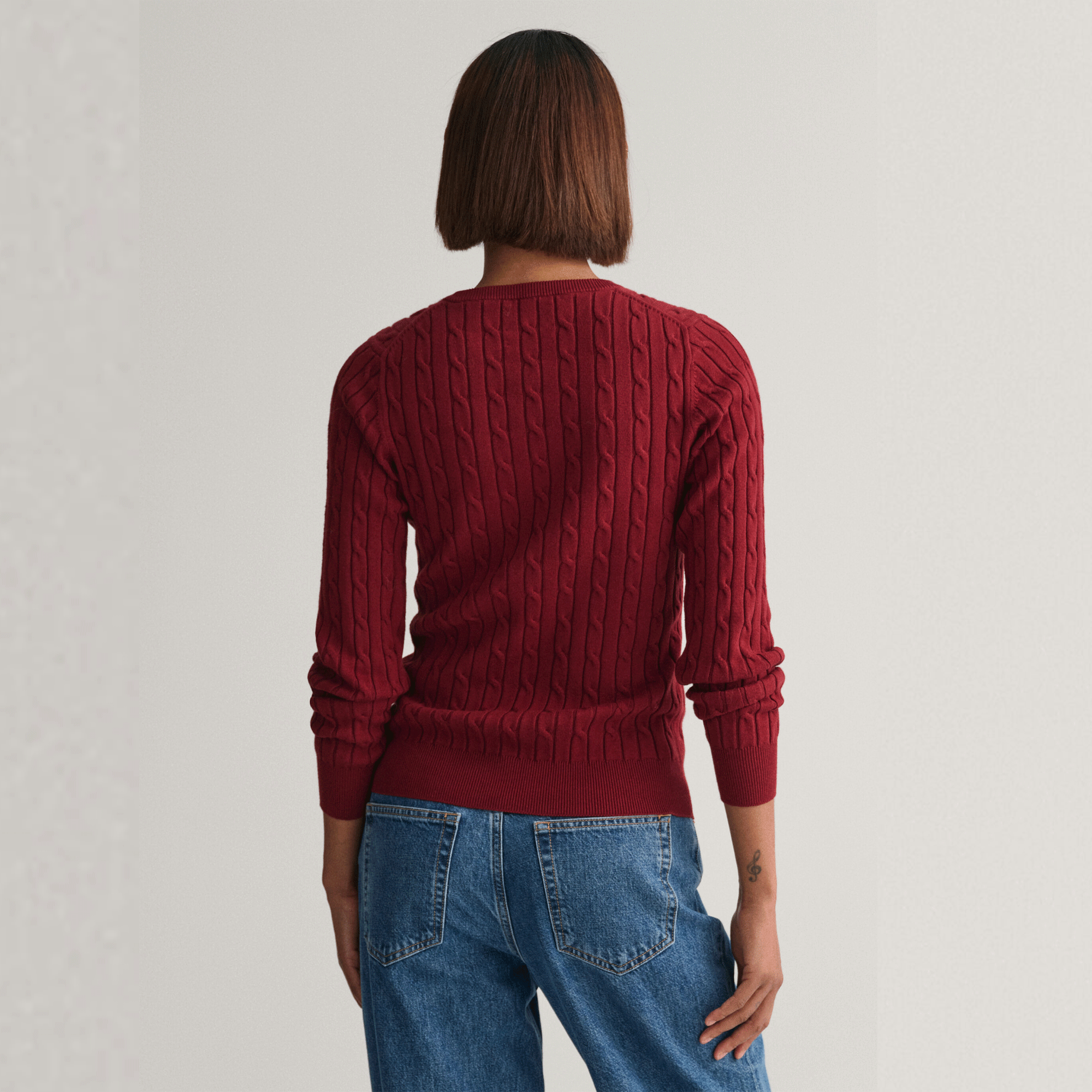 GANT Stretch Cotton Cable Knit Crew Neck Sweater