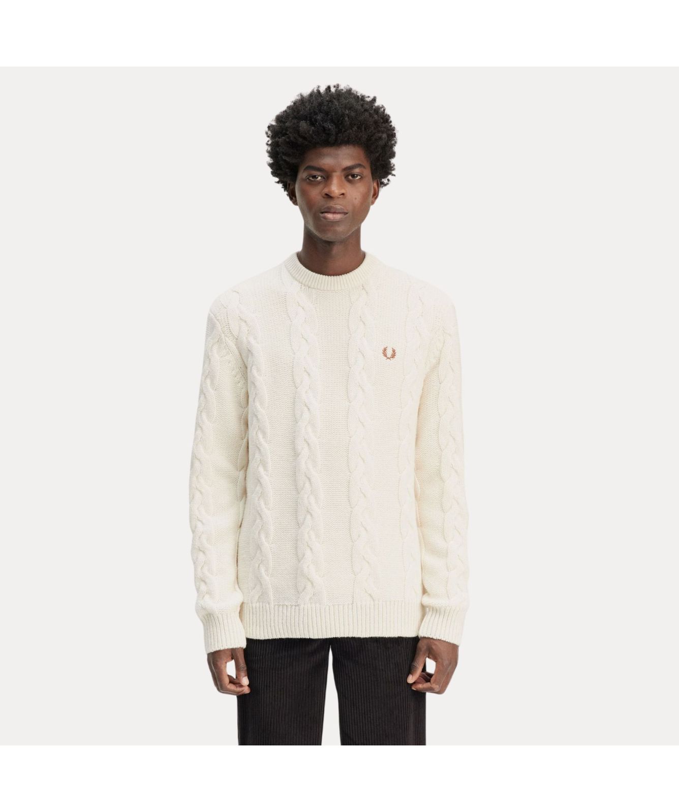 Fred Perry Chunky Cable Knit Jumper | Ecru-K8562-560 -kular fashion