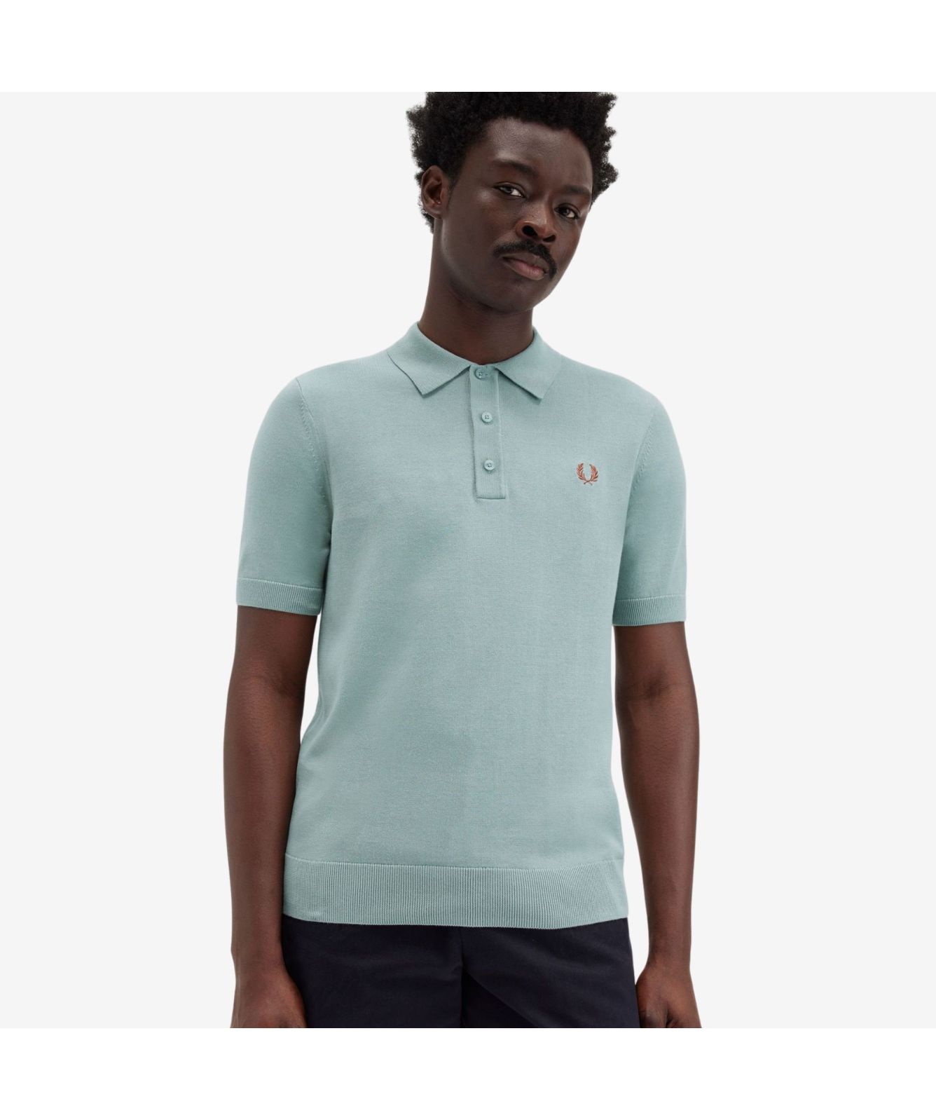 Fred Perry Cotton Knitted Short Sleeve Polo Shirt | Teal-K9725-959