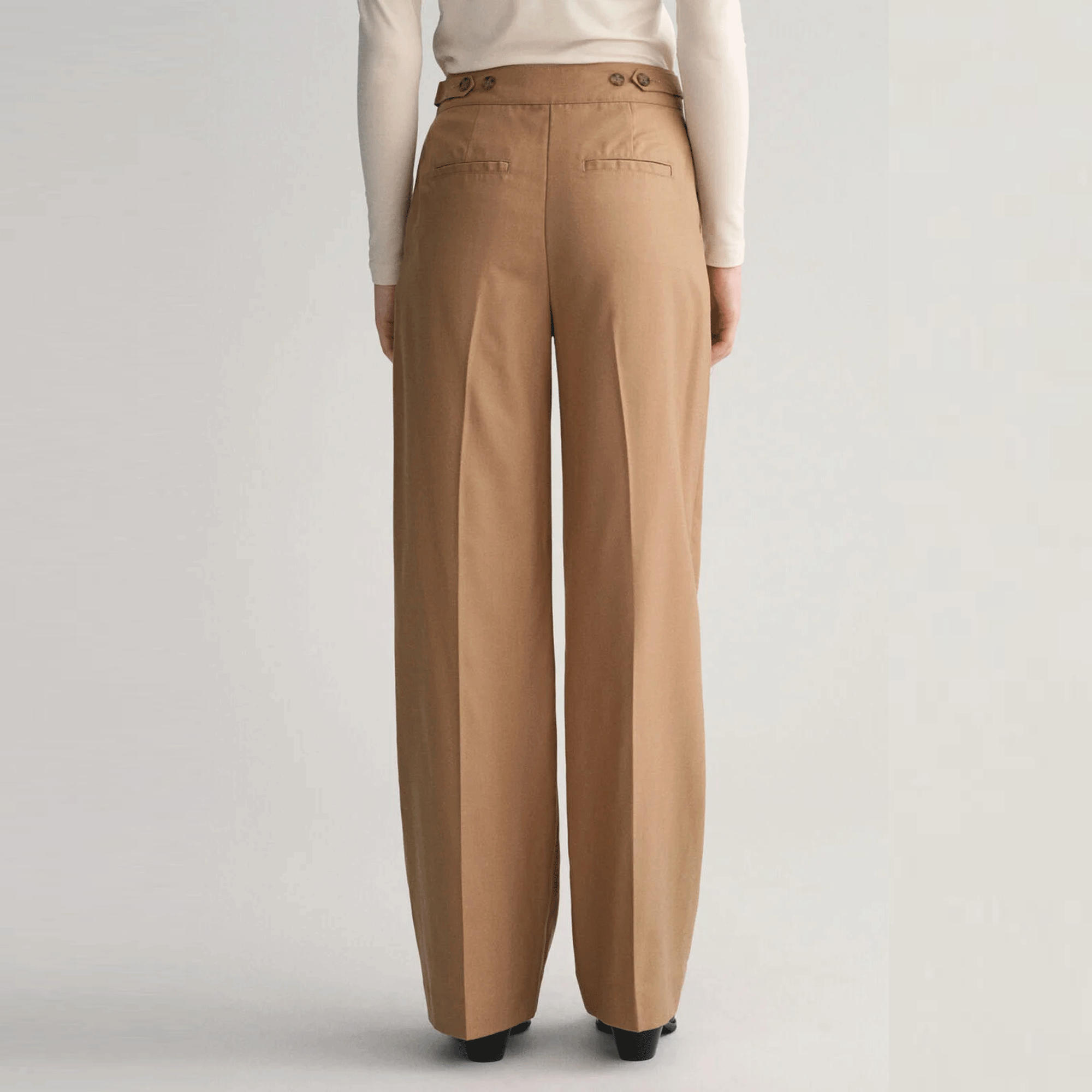 GANT High-Waisted Straight Leg Pants Khaki