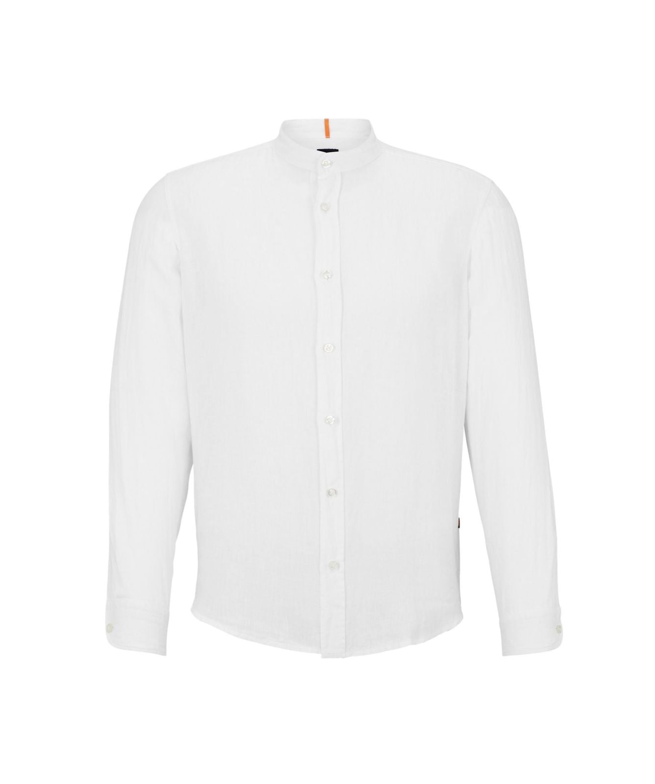 Boss Regular-Fit Stand Collar Shirt In Linen White 50489339-100
