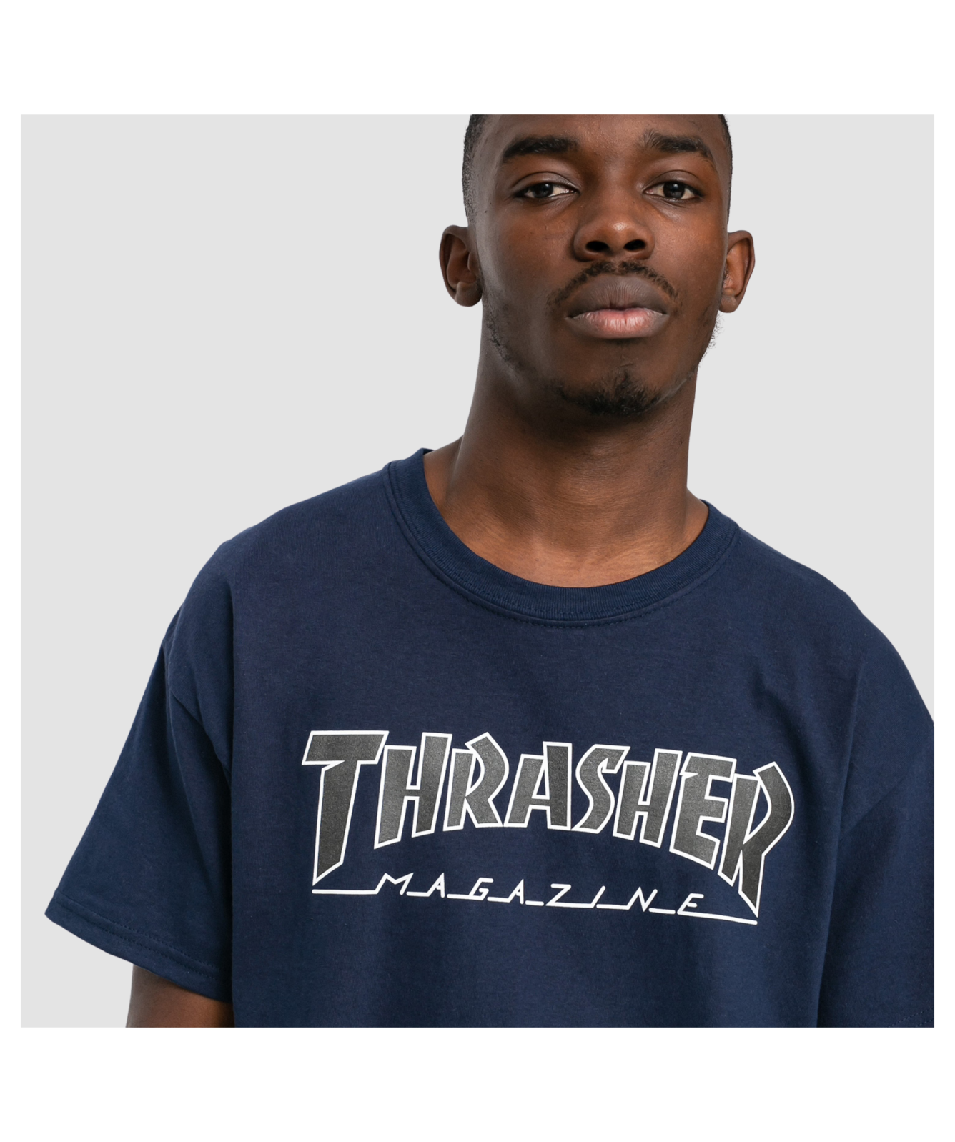【THRASHER】 OUTLINED CREW [NAVY/ORANGE] Thrasher Outlined Crewneck (Navy Orange) – Shredz Shop Skate