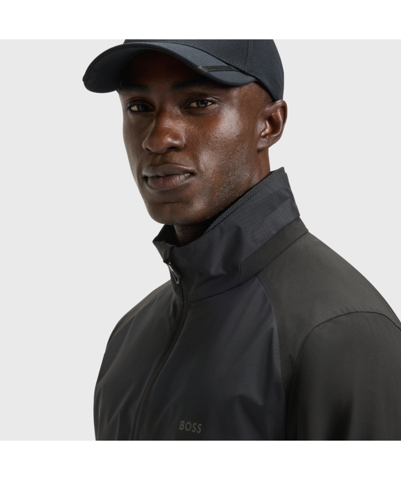 BOSS Water-Repellent Jacket In Super-Stretch Poplin | Black