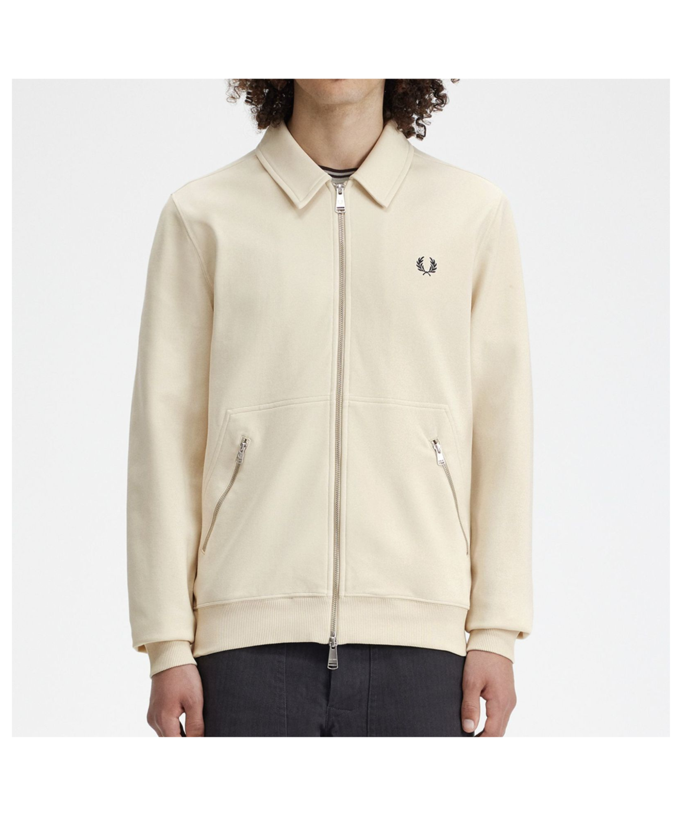 Fred Perry Jersey Zip-Through Sweatshirt | Oatmeal - M7858-691