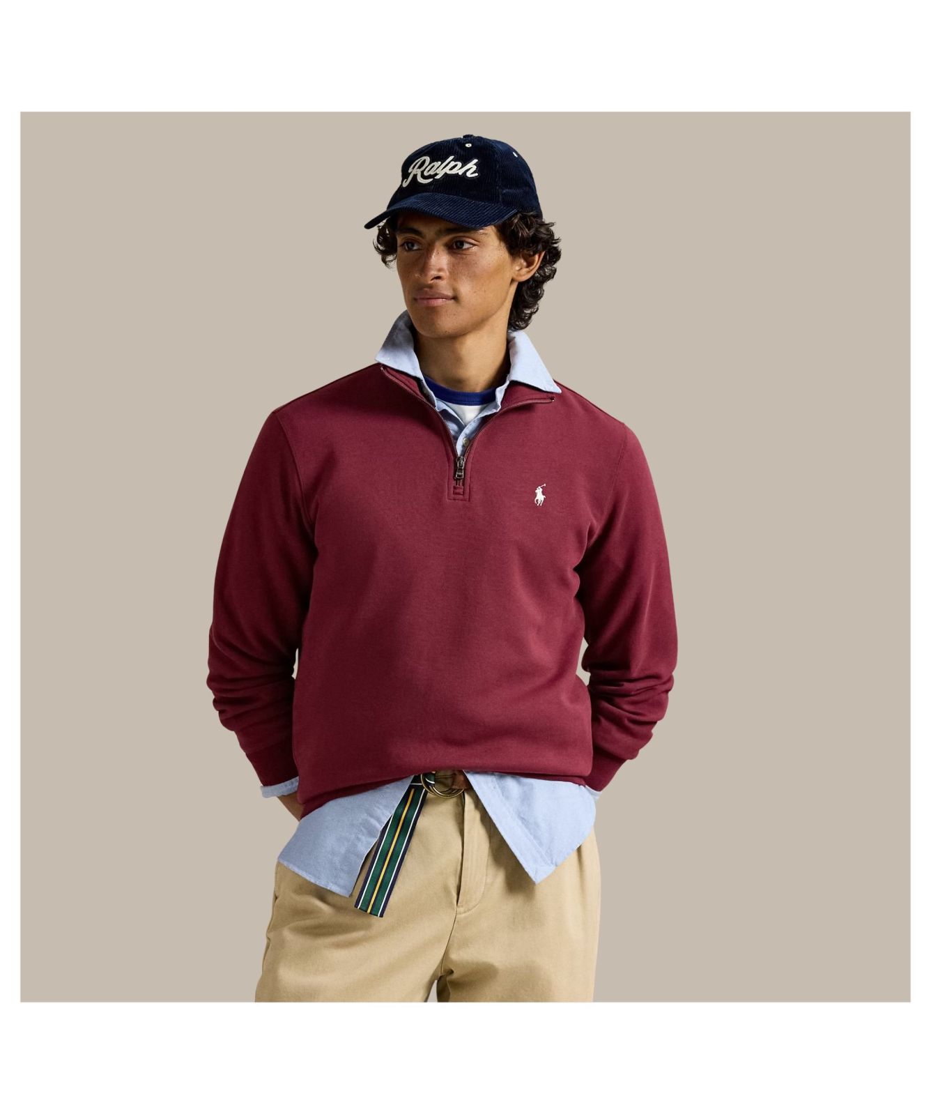美品　POLO RALPH LAUREN Polo Ralph Lauren Double-Knit Quarter-Zip Pullover | Aviator Navy