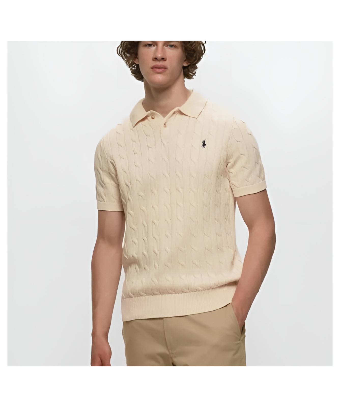 Polo Ralph Lauren Cable Knit Polo | Brown or Cream