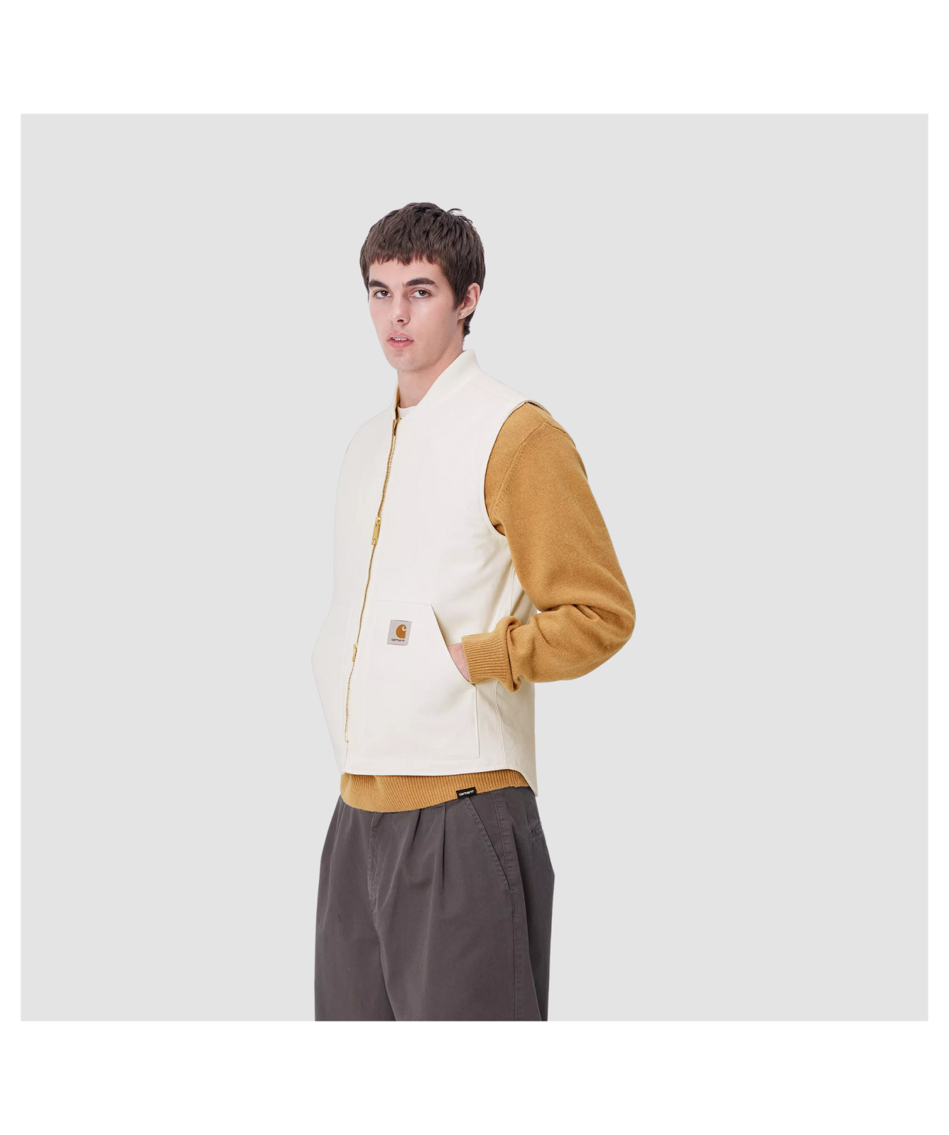 トップス carhartt CLASSIC VEST - Wax (rigid) Carhartt WIP Classic Wax Rinsed Vest | Cream - I015251_D6_01
