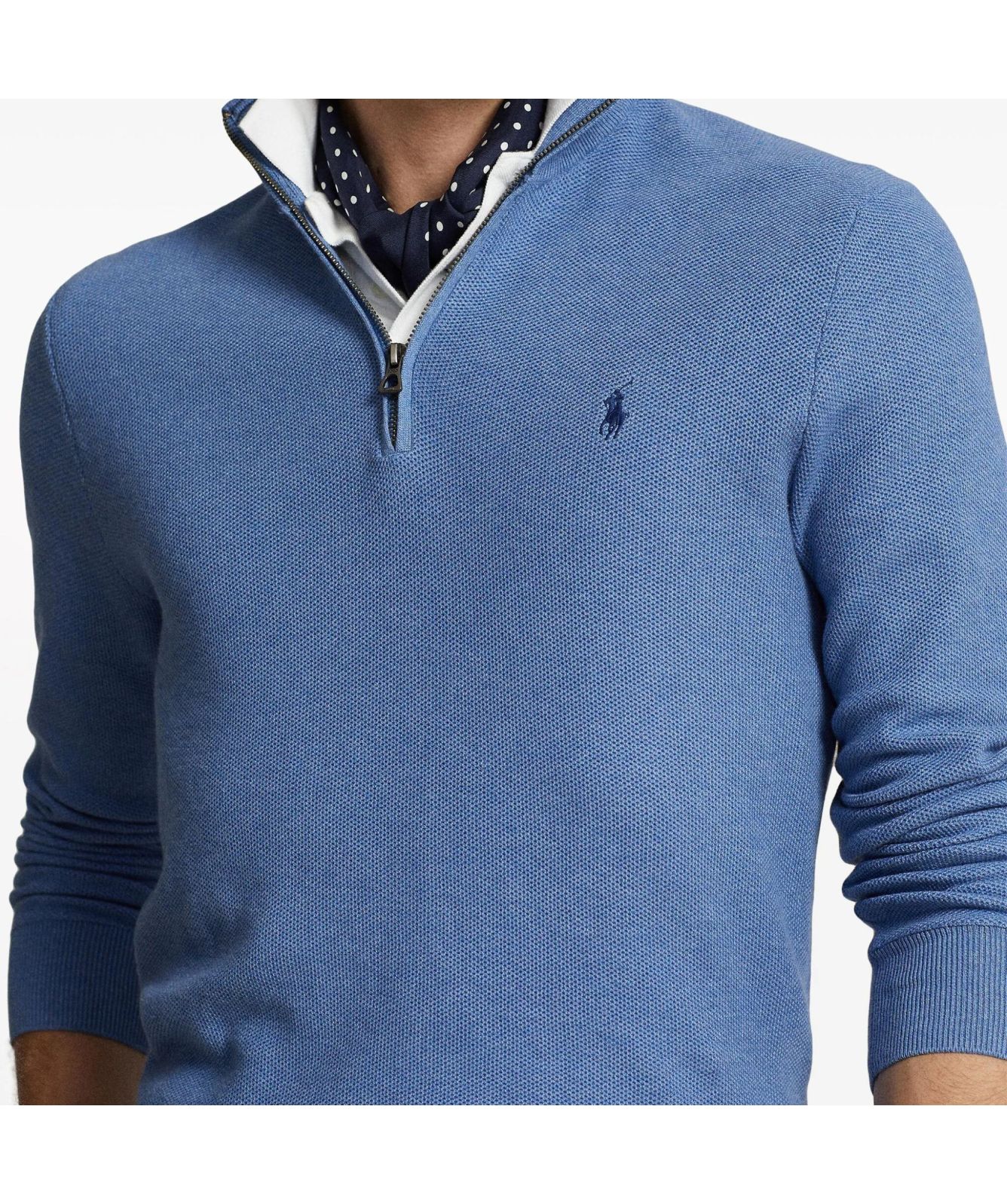 Polo Ralph Lauren ¼ Zip Honeycomb Texture Cotton Sweatshirt | blue