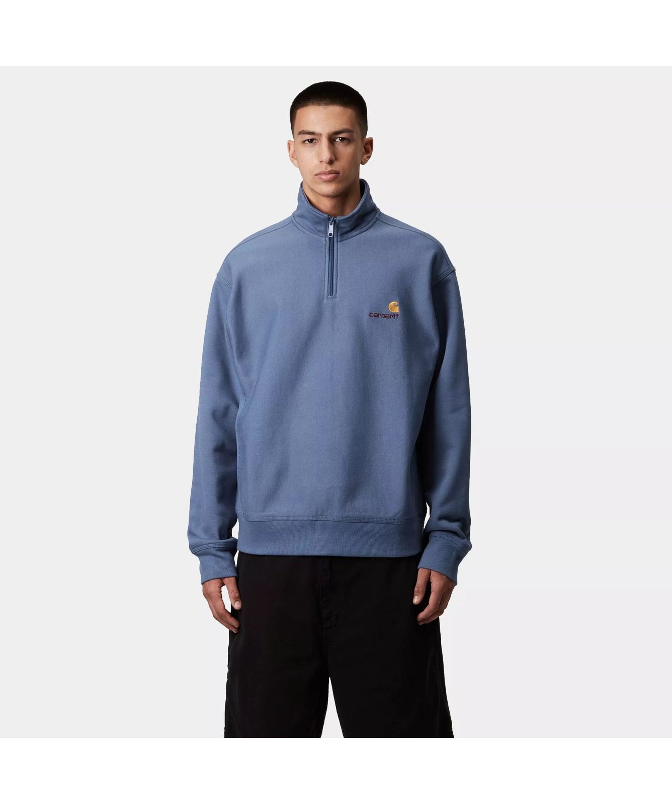 Carhartt WIP Half Zip American Script Sweat | Blue -I027014_976_XX