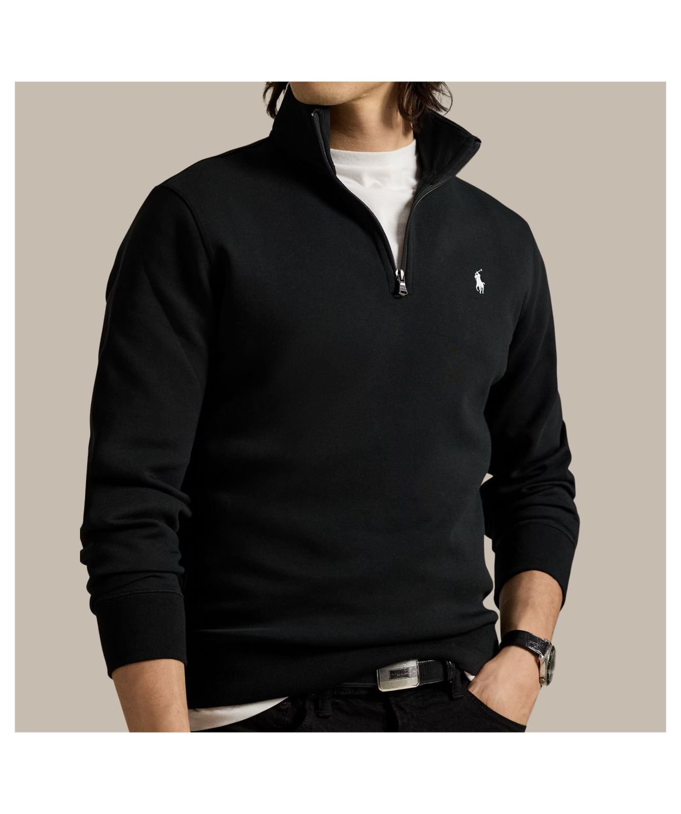 Polo Ralph Lauren Double-Knit Quarter-Zip Pullover | Aviator Navy
