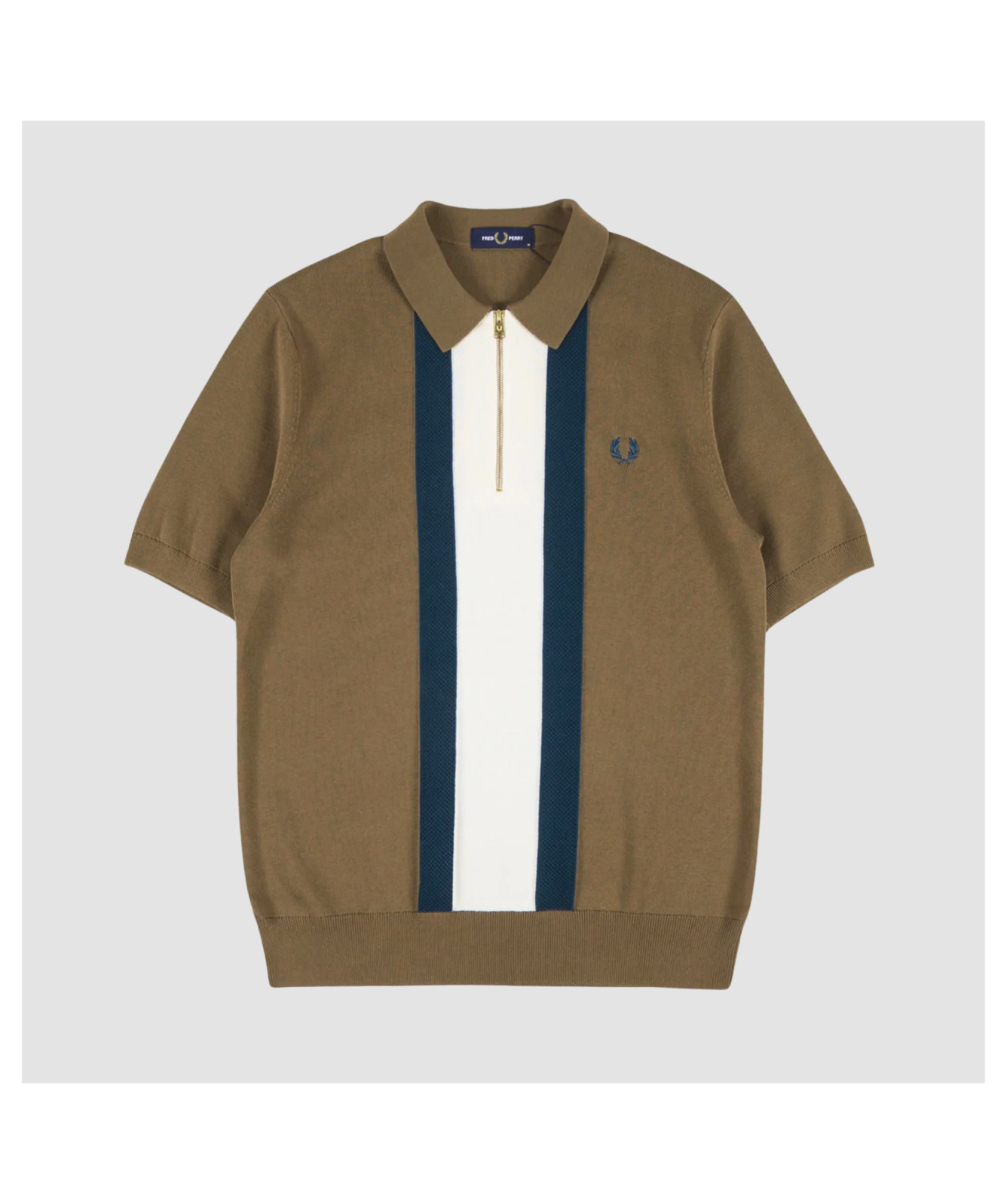 FRED PERRY Knitted Polo (そそ) Fred Perry Textured Knitted Polo Shirt - Navy