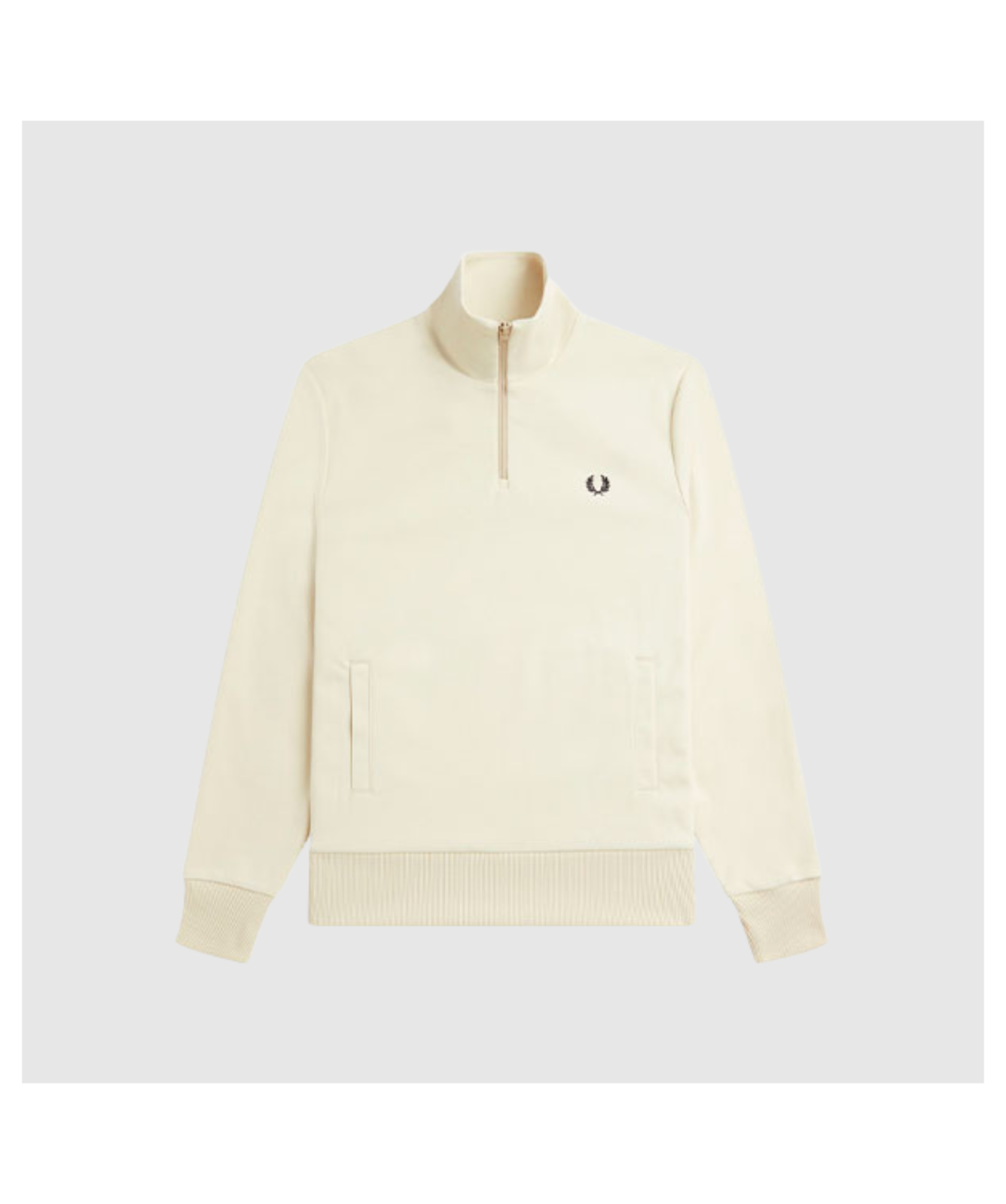 ウォーキング・ランニングウェア Portugal FRED PERRY track top beige S Fred Perry Men's Quarter Zip Track Top | Black or Cream J5554