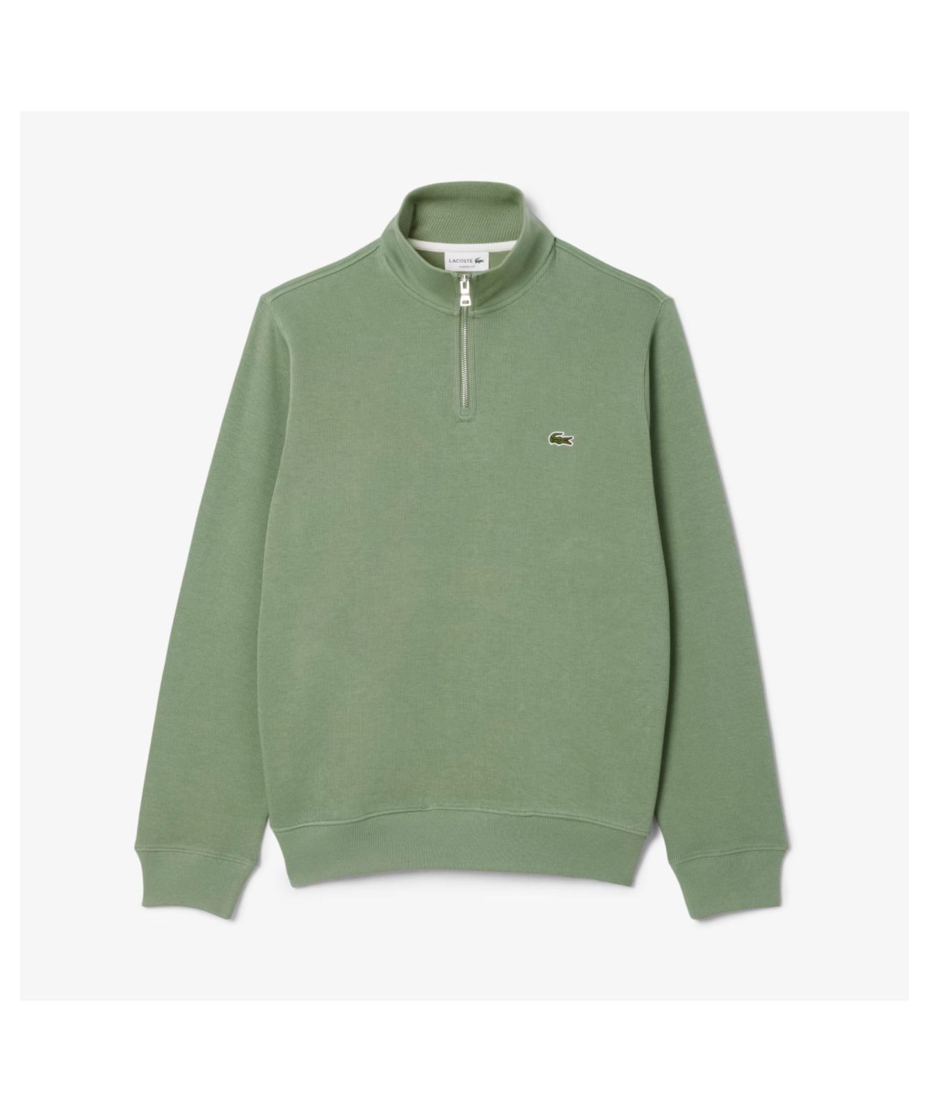 skc396 Lacoste Classic Fit ¼ Zip High Neck Interlock Sweatshirt | Green