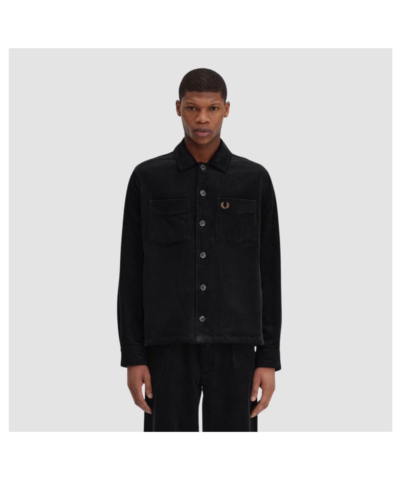 Fred Perry Cord Overshirt | Black - M6658-102