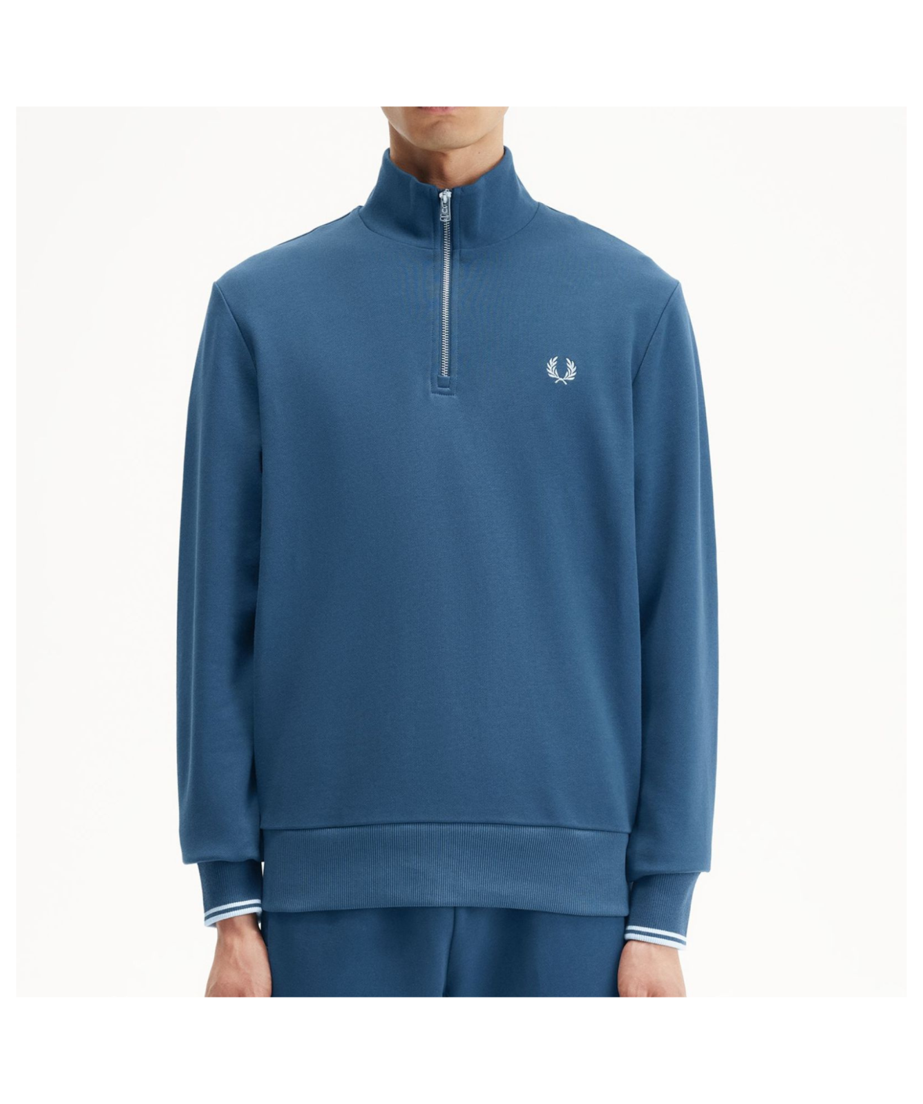 超美品　FRED PERRY Half Zip Sweatshirt Half Zip Sweatshirt - Shaded Stone / Ecru / Dark Petrol