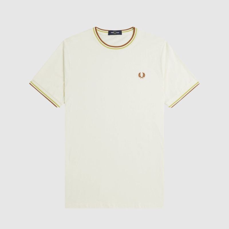 Fred Perry Crew Neck Twin Tipped T-Shirt | Ecru-M9602-X01