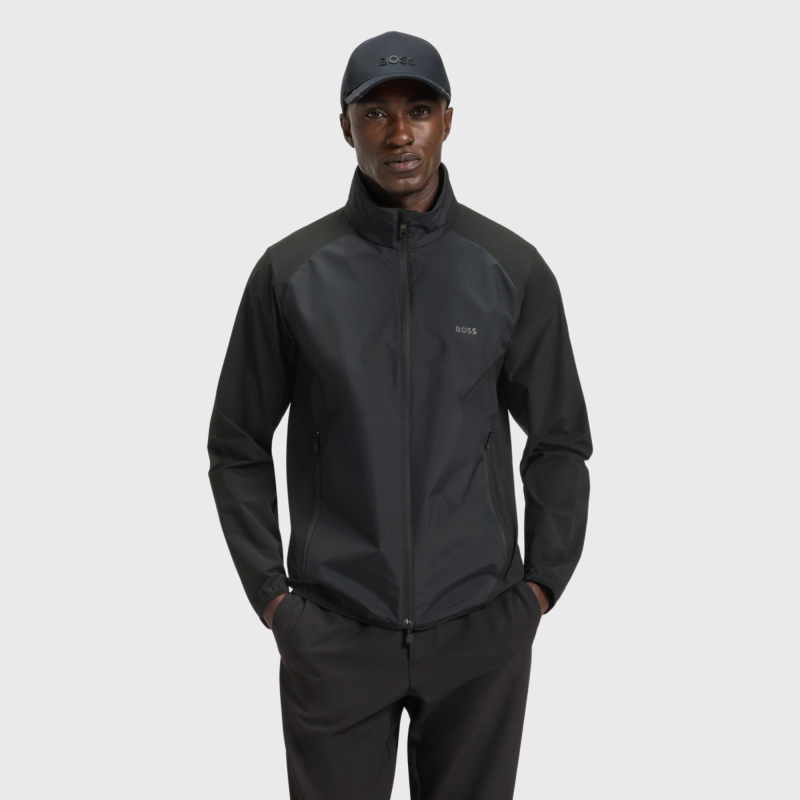 BOSS Water-Repellent Jacket In Super-Stretch Poplin | Black