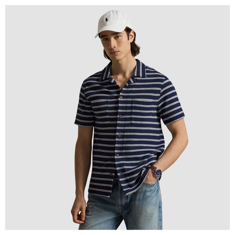 Men's Polo Ralph Lauren Striped Camp Shirt - Navy | Kular Fashion Men's Polo Ralph Lauren Striped Camp Shirt - Navy | Kular Fashion