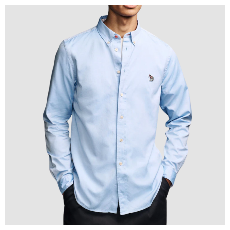 Tシャツ・カットソー Paul Smith FW25 TAILORED FIT SHIRT (M2R 599R PZEBRA 48) Paul Smith Tailored Fit Zebra Shirt | Blue - M2R-599R-P22347