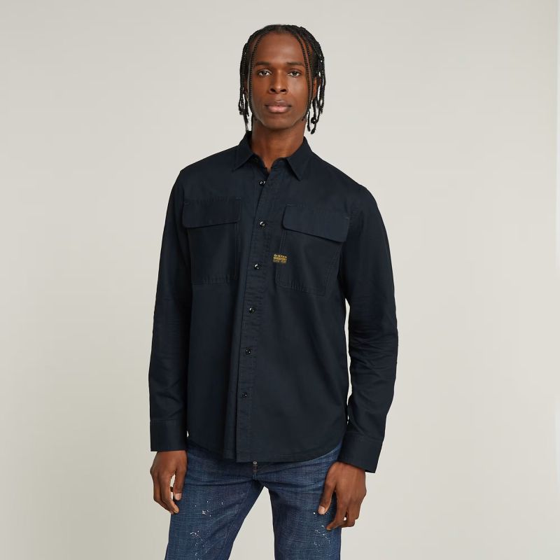 deres☆ Étoile shirt dark navy G-Star CPO Waffle Linen Regular Shirt | Navy-D23583-D913-C742