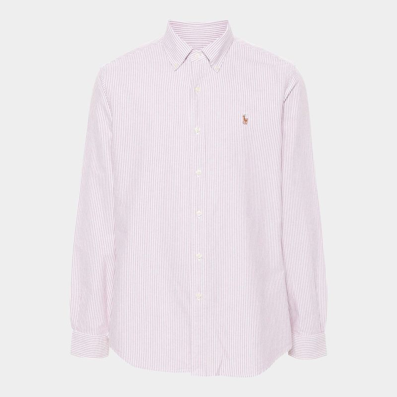 Polo by Ralph Lauren 長袖シャツ ピンク/ホワイトストライプ Polo Ralph Lauren Long Sleeve Stripe Shirt for Men | Pink