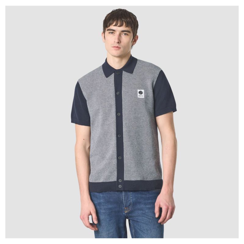 Men's Pretty Green Roxy Knit Short Sleeve Shirt - Grey | Kular Fashion