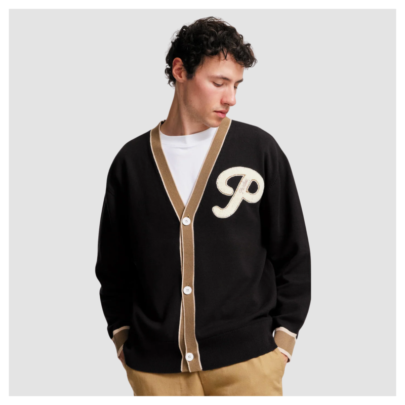 Parlez Letterman Varsity Cardigan - Black | Kular Fashion