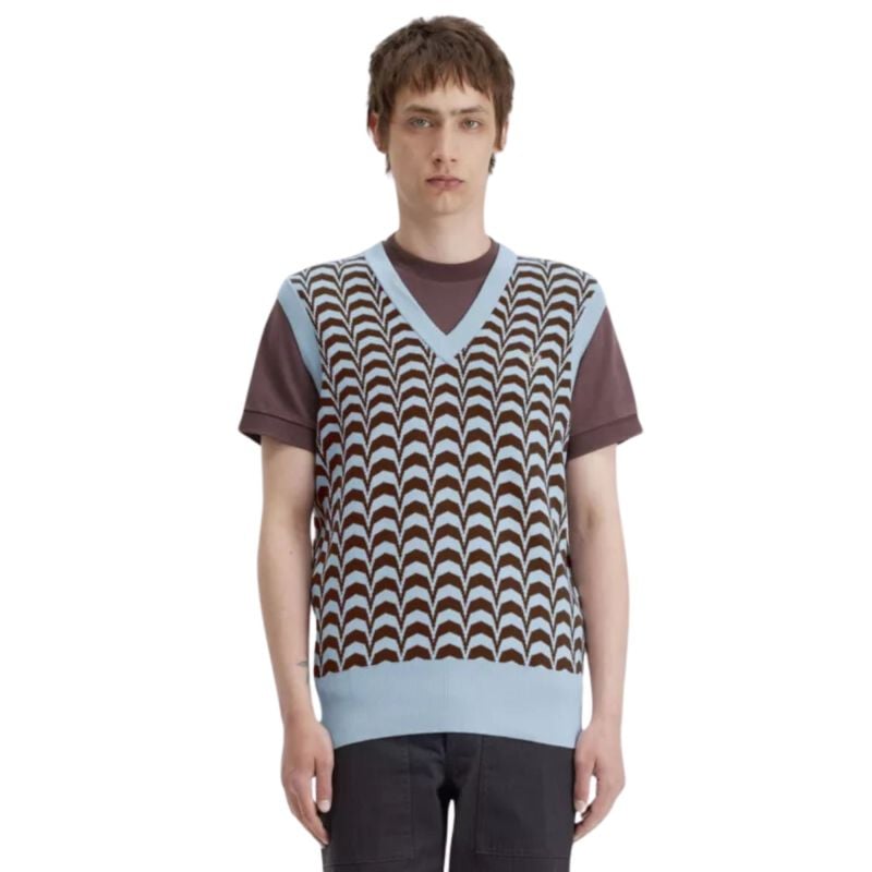超美品　FRED PERRY / Jacquard Knitted Tank Fred Perry Jacquard Knitted Tanktop | Sky Blue