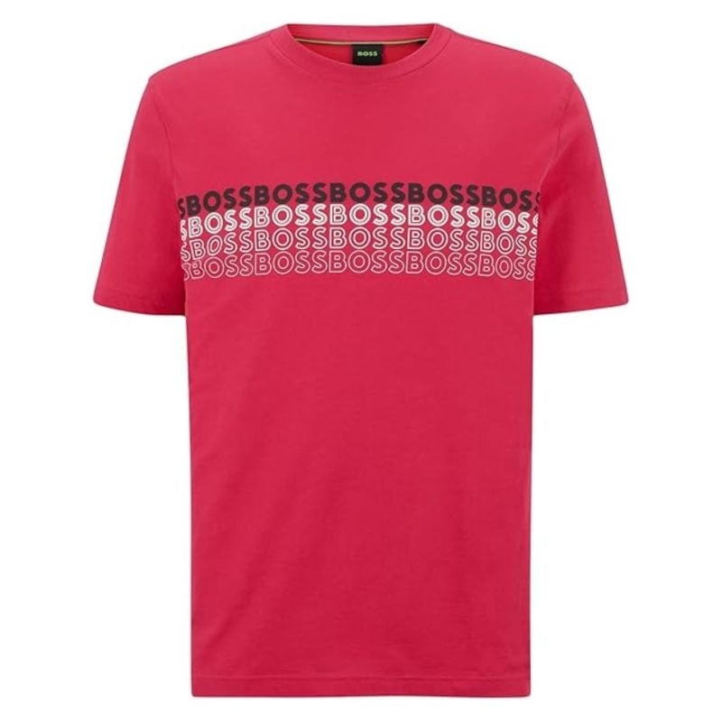 Tシャツ・カットソー BOSS Men T-shirt Red 50506373 641 Hugo Boss Men's Stretch Cotton Regular Fit T-Shirt With