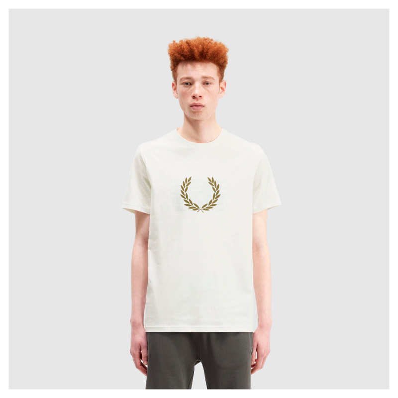 FRED PERRY F1913_TARTAN PANELLED TEE　美品 Fred Perry Men's Laurel Wreath Graphic Tee | White M6540 129