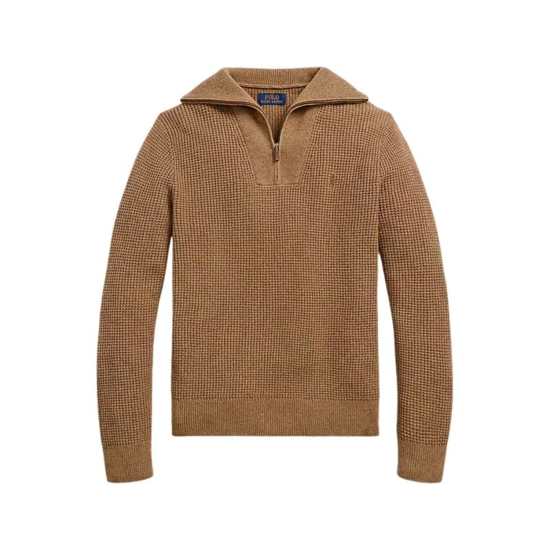 Polo Ralph Lauren Knit ¼ Zip Jumper | Brown-710941101003 at kular