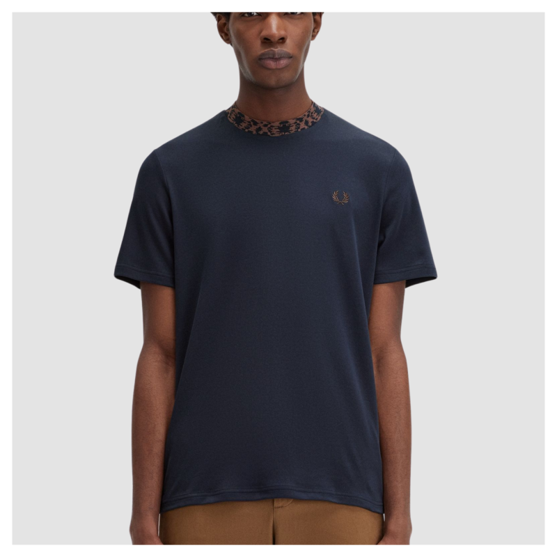 ◇FRED PERRY◇ Sharp Jacquard T-shirt 608 AFPM2438583608 Jacquard T-Shirt - Carrington Brick | Men's T-Shirts