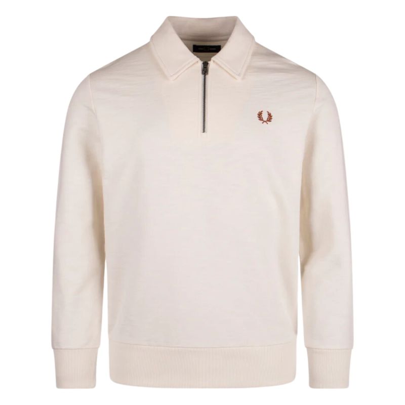 Fred Perry Zip Neck Coll Sweater | Ecru - M6639