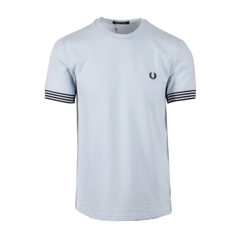 Fred Perry Striped Cuff T-Shirt | Light Ice - M7707-R30