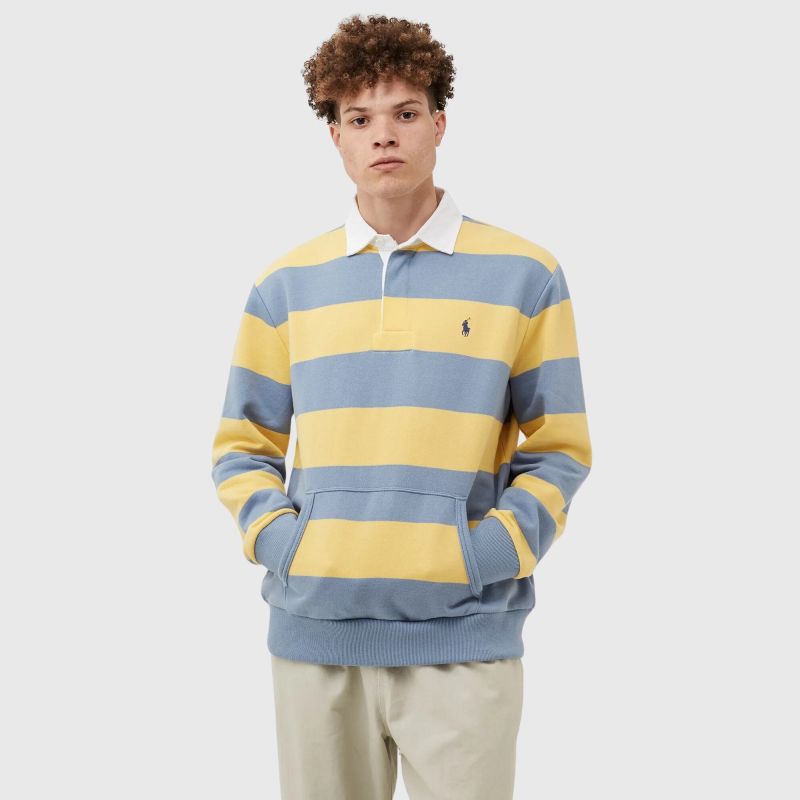 Polo Ralph Lauren ラガーシャツ M ネイビー/イエロー Polo Ralph Lauren Twill Collar Stripe Rugby Shirt | Yellow