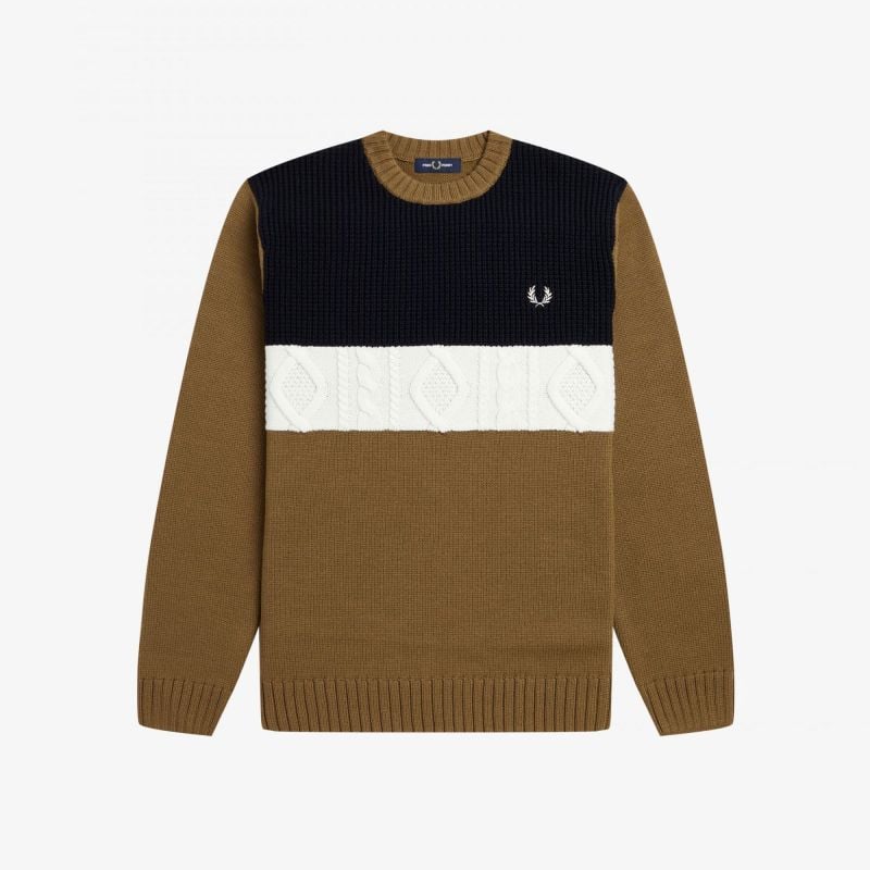 Fred Perry Textured Panel Jumper | Beige